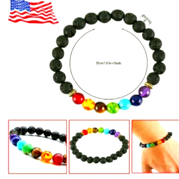 ❤CHAKRA LAVA HEALING STONE BRACELET - Picture 3 of 6
